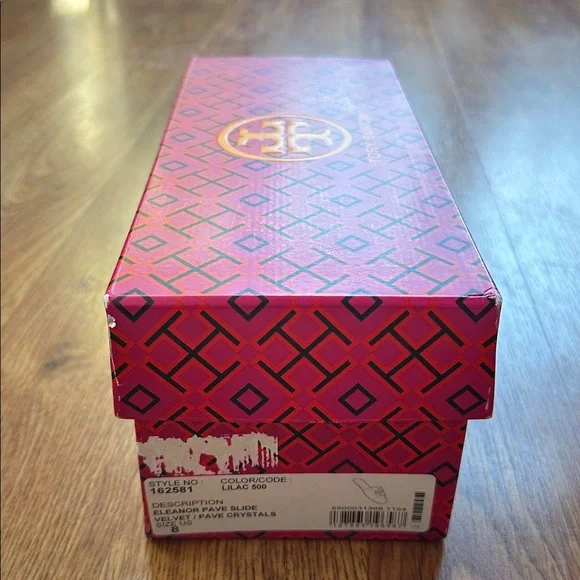 Tory Burch Eleanor Pave Crystal Velvet Slide Sandal Lilac Size 8 NIB - Picture 6 of 7